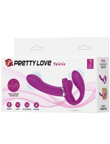 PRETTY LOVE - VALERIE DOPPEL-STRAP-ON-VIBRATOR 12 VIBRATIONEN LILA