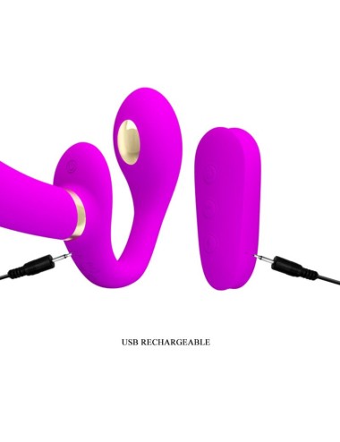 PRETTY LOVE - THUNDERBIRD DOPPELTER STRAP-ON-VIBRATOR MIT FERNBEDIENUNG LILA