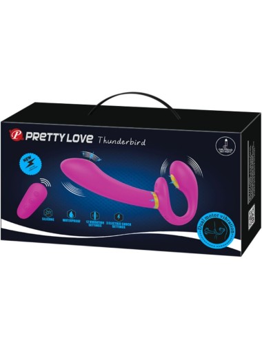 PRETTY LOVE - THUNDERBIRD DOPPELTER STRAP-ON-VIBRATOR MIT FERNBEDIENUNG LILA