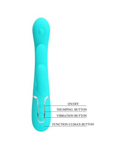 PRETTY LOVE - SHANIA TRIPLE RABBIT MULTIFUNKTIONSVIBRATOR 3 IN 1 BLAU