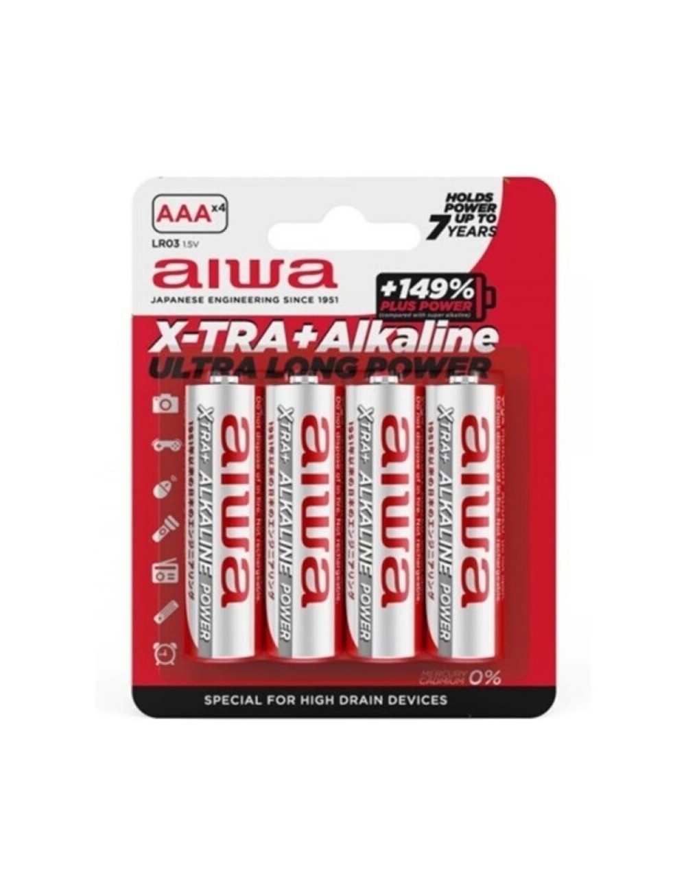 AIWA - X-TRA ALKALINE AAA ALKALINE BATTERIE LR03 BLISTER*4 AIWA - X-TRA ALKALINE AAA ALKALINE BATTERIE LR03 BLISTER*4