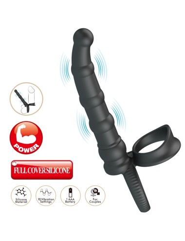 PRETTY LOVE - TATUM VIBRIERENDER PENISRING MIT STECKER 10 VIBRATIONEN SCHWARZ