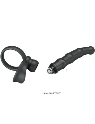 PRETTY LOVE - TATUM VIBRIERENDER PENISRING MIT STECKER 10 VIBRATIONEN SCHWARZ