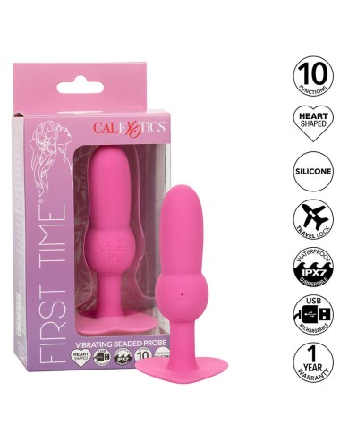 CALEXOTICS - FIRST TIME ANAL PLUG MIT PERLENSONDE 10 VIBRATIONEN ROSA