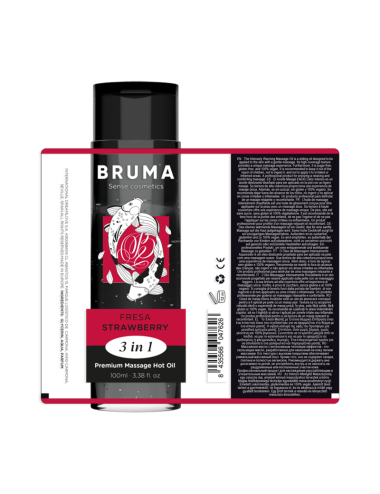 BRUMA - PREMIUM-MASSAGEÖL MIT WÄRMEEFFEKT, ERDBEERE-GESCHMACK 3 IN 1 - 100 ML