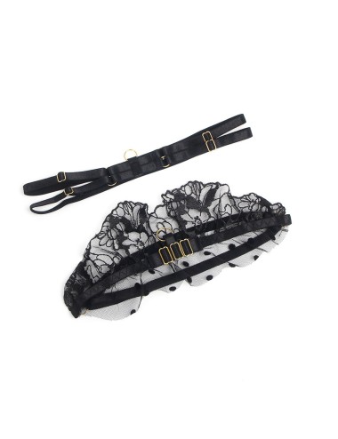 SUBBLIME - 957483 SPITZEN-BH UND STRUMPFBAND-SET SCHWARZ S/M