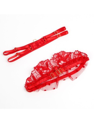 SUBBLIME - 957506 SPITZEN-BH UND STRUMPFBAND-SET ROT S/M