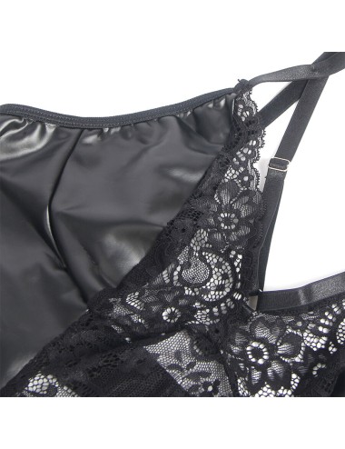 SUBBLIME - 957520 LEDERKLEID MIT BLUMENSPITZE SCHWARZ S/M