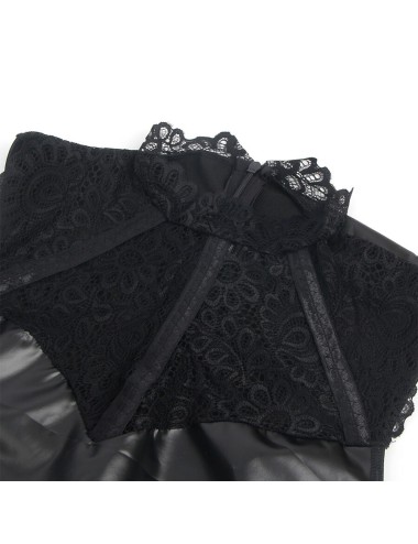SUBBLIME - 957551 LEDERKLEID MIT SPITZENKRAGEN SCHWARZ L/XL