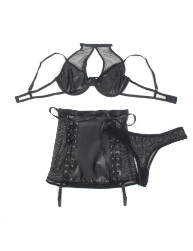 SUBBLIME - 957582 LEDER-BH UND ROCK-SET SCHWARZ S/M