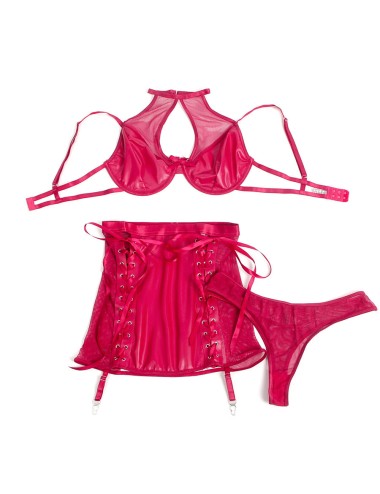 SUBBLIME - 957605 LEDER-BH UND ROCK-SET ROT S/M