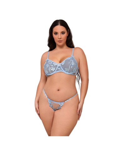 SUBBLIME - 957636 BH- UND SLIP-SET MIT BLUMENSTICKEREI HIMMELBLAU L/XL