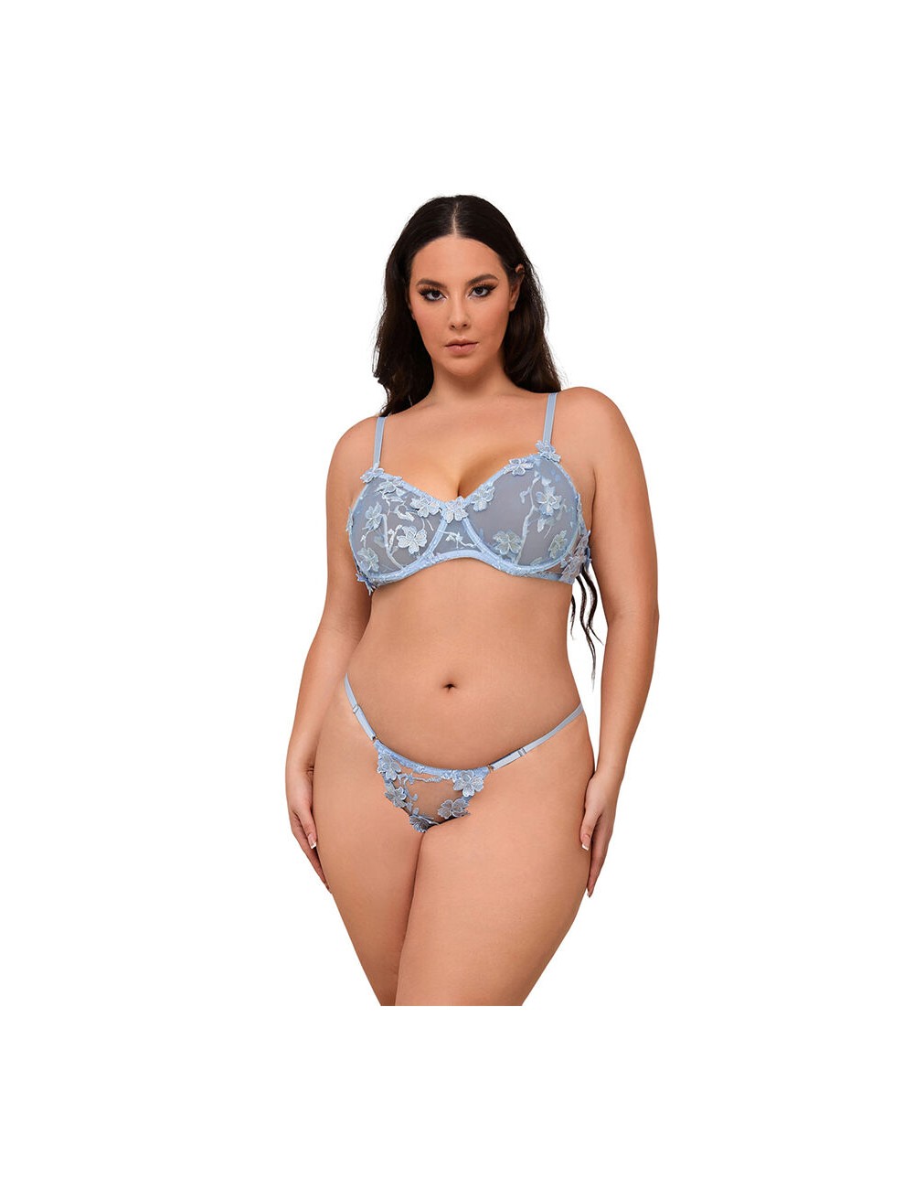 SUBBLIME - 957636 BH- UND SLIP-SET MIT BLUMENSTICKEREI HIMMELBLAU L/XL SUBBLIME - 957636 BH- UND SLIP-SET MIT BLUMENSTICKEREI HIMMELBLAU L/XL