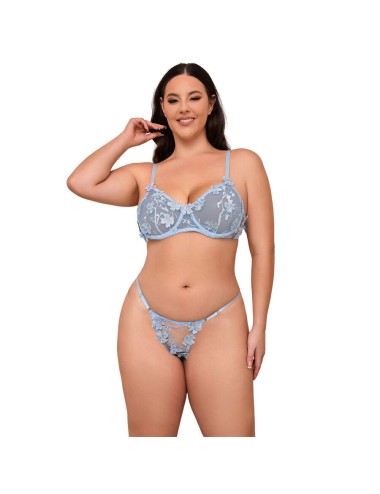 SUBBLIME - 957636 BH- UND SLIP-SET MIT BLUMENSTICKEREI HIMMELBLAU L/XL