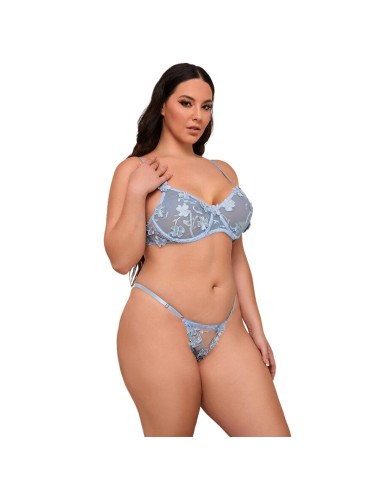 SUBBLIME - 957636 BH- UND SLIP-SET MIT BLUMENSTICKEREI HIMMELBLAU L/XL