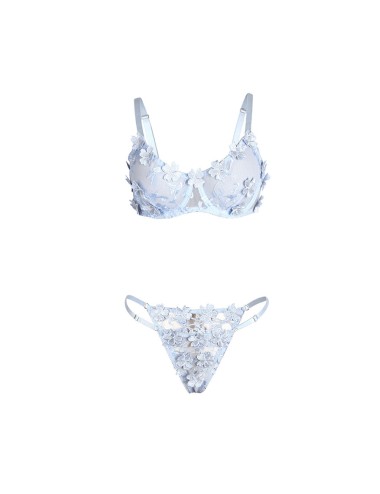 SUBBLIME - 957636 BH- UND SLIP-SET MIT BLUMENSTICKEREI HIMMELBLAU L/XL
