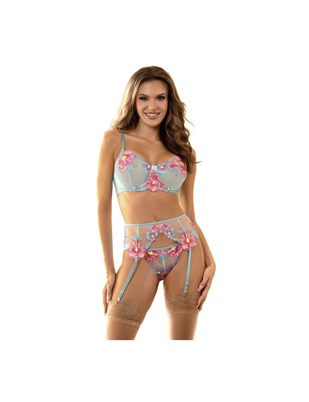 SUBBLIME - 957650 BH- UND STRUMPFGÜRTEL-SET MIT BLUMENSTICKEREI ROSA L/XL SUBBLIME - 957650 BH- UND STRUMPFGÜRTEL-SET MIT BLUMENSTICKEREI ROSA L/XL