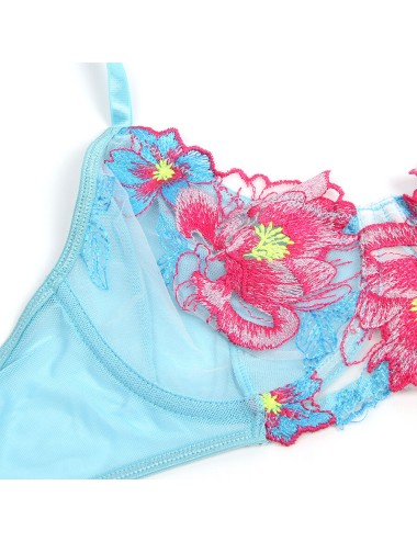 SUBBLIME - 957650 BH- UND STRUMPFGÜRTEL-SET MIT BLUMENSTICKEREI ROSA L/XL
