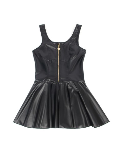 SUBBLIME - 957674 LEDERKLEID MIT HERZ-REISSVERSCHLUSS, SCHWARZ, L/XL