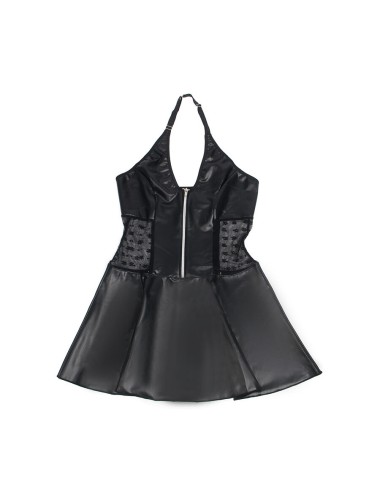 SUBBLIME - 957711 LEDERKLEID MIT SPITZENREISSVERSCHLUSS SCHWARZ L/XL