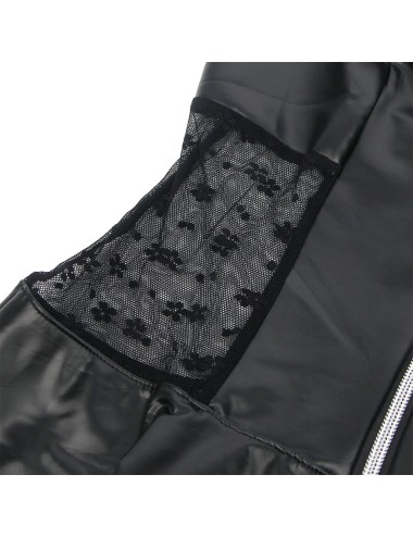 SUBBLIME - 957711 LEDERKLEID MIT SPITZENREISSVERSCHLUSS SCHWARZ L/XL