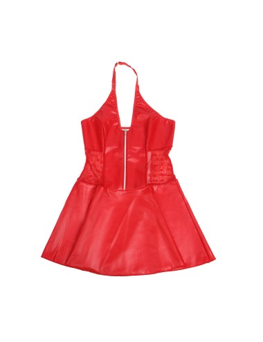 SUBBLIME - 957735 LEDERKLEID MIT SPITZENREISSVERSCHLUSS ROT L/XL