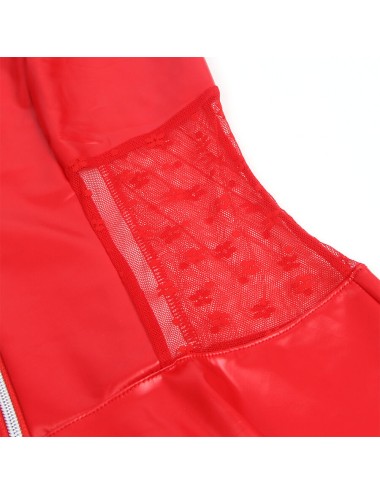 SUBBLIME - 957735 LEDERKLEID MIT SPITZENREISSVERSCHLUSS ROT L/XL