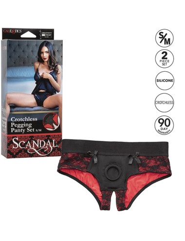 CALEXOTICS - SCANDAL CROTCHLESS PANTIES SET MIT DILDO GRÖSSE S/M