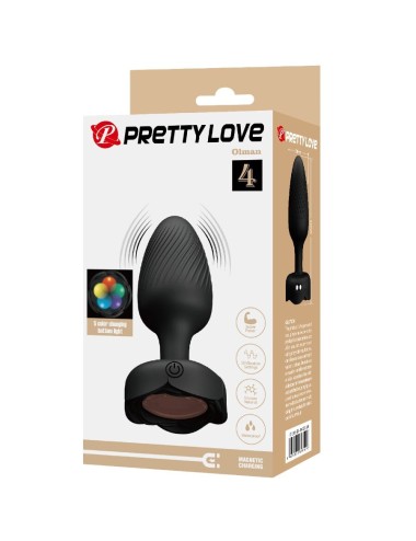 PRETTY LOVE - OLMAN ANAL PLUG MIT LED LICHT SCHWARZ 8,8 CM