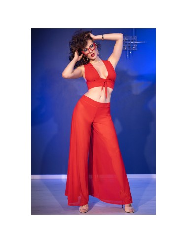 CHILIROSE - CR 4857 ROTES TOP- UND HOSENSET, GRÖSSE S