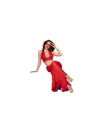 CHILIROSE - CR 4857 ROTES TOP- UND HOSENSET
