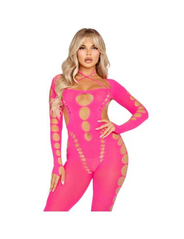 LEG AVENUE - ROSA BODYSTOCKING MIT OFFENEM RÜCKEN, EINHEITSGRÖSSE