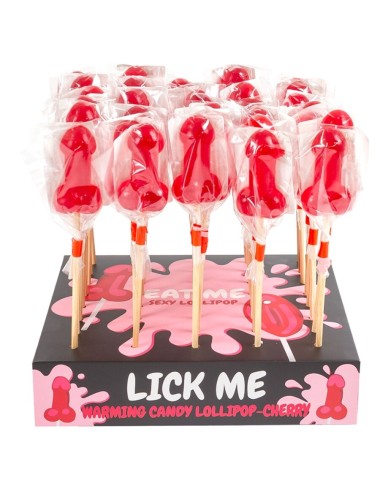 SECRETPLAY - CHERRY CANDY PENIS LOLLIPOP DISPLAY MIT SCHARFEM WÄRMEEFFEKT (40 STÜCK)
