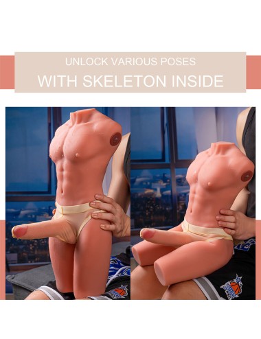 XISE - JASON HALBKÖRPER REALISTISCHER MÄNNLICHER TORSO MIT STOSS UND VIBRATION 55 CM