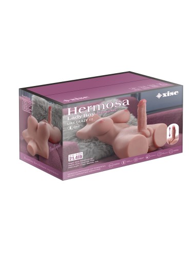 XISE - SCHÖNER LADYBOY-WEIBLICHER TORSO MIT DILDO MIT VIBRATION UND STOSS 49 CM