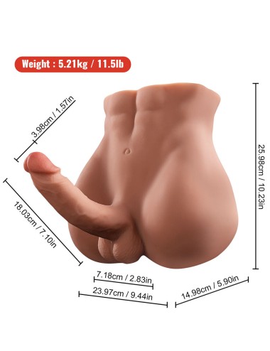 XISE - BERTLETT DILDO ASS REALISTISCHER DILDO UND ANUS-MASTURBATOR VORDERE POSITION MIT STOSS 18 CM