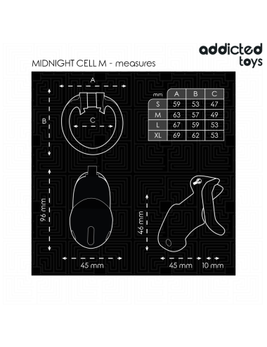 ADDICTED TOYS LOCKED - MINDNIGHT CELL PENISKÄFIG 4.2 CM GRÖSSE M