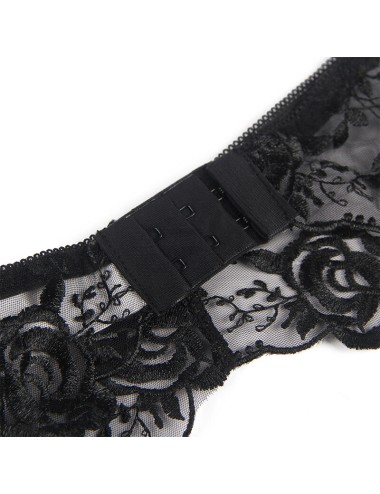 SUBBLIME - 945244 BH + HÖSCHEN MIT STRUMPFGÜRTEL BLUMENDESIGN SCHWARZ L/XL