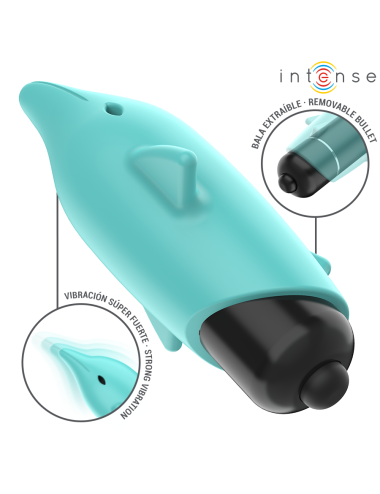 INTENSE - ECHO VIBRIERENDES BULLET DELPHIN BLAU 8 X 4,7 CM