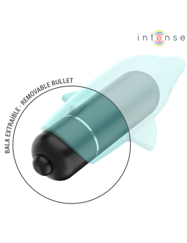 INTENSE - ECHO VIBRIERENDES BULLET DELPHIN BLAU 8 X 4,7 CM