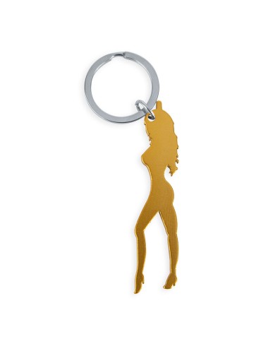 DIABLO PICANTE - SCHLÜSSELANHÄNGER MIT WEIBLICHER SILHOUETTE IN GOLDFARBE MIT BIERÖFFNER