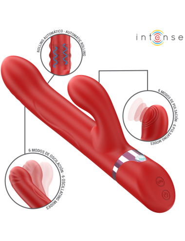 INTENSE - LELE MULTIFUNKTIONSVIBRATOR ROTIEREND & OSZILLATION & STIMULATION ROT
