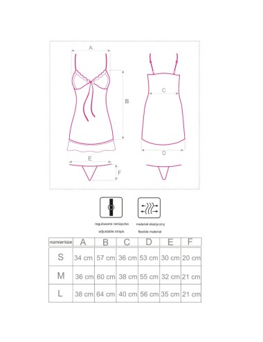 LIVCO CORSETTI FASHION - HYEONA 1710 BABYDOLL + THONG ROSE S