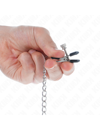 KINK - FLACHE KETTE NIPPELKLEMMEN SILBER 34 CM