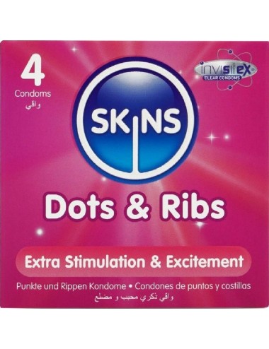 SKINS - DOTS & RIBS PREMIUM-KONDOME 4ER-PACK
