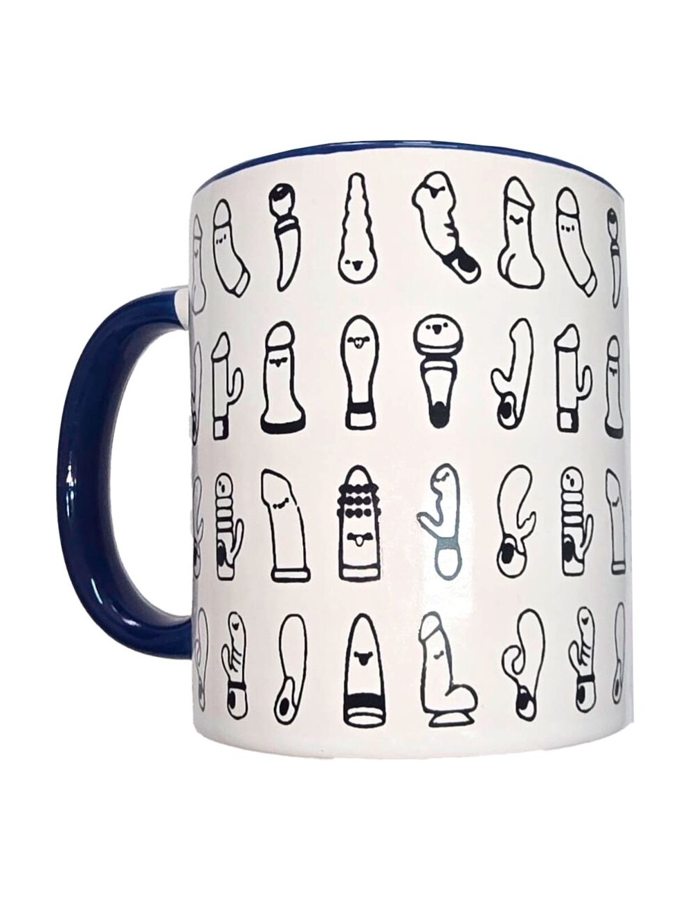 DIABLO PICANTE - WEISSER VIBRATORBECHER MIT BLAUEM HENKEL 370 ML