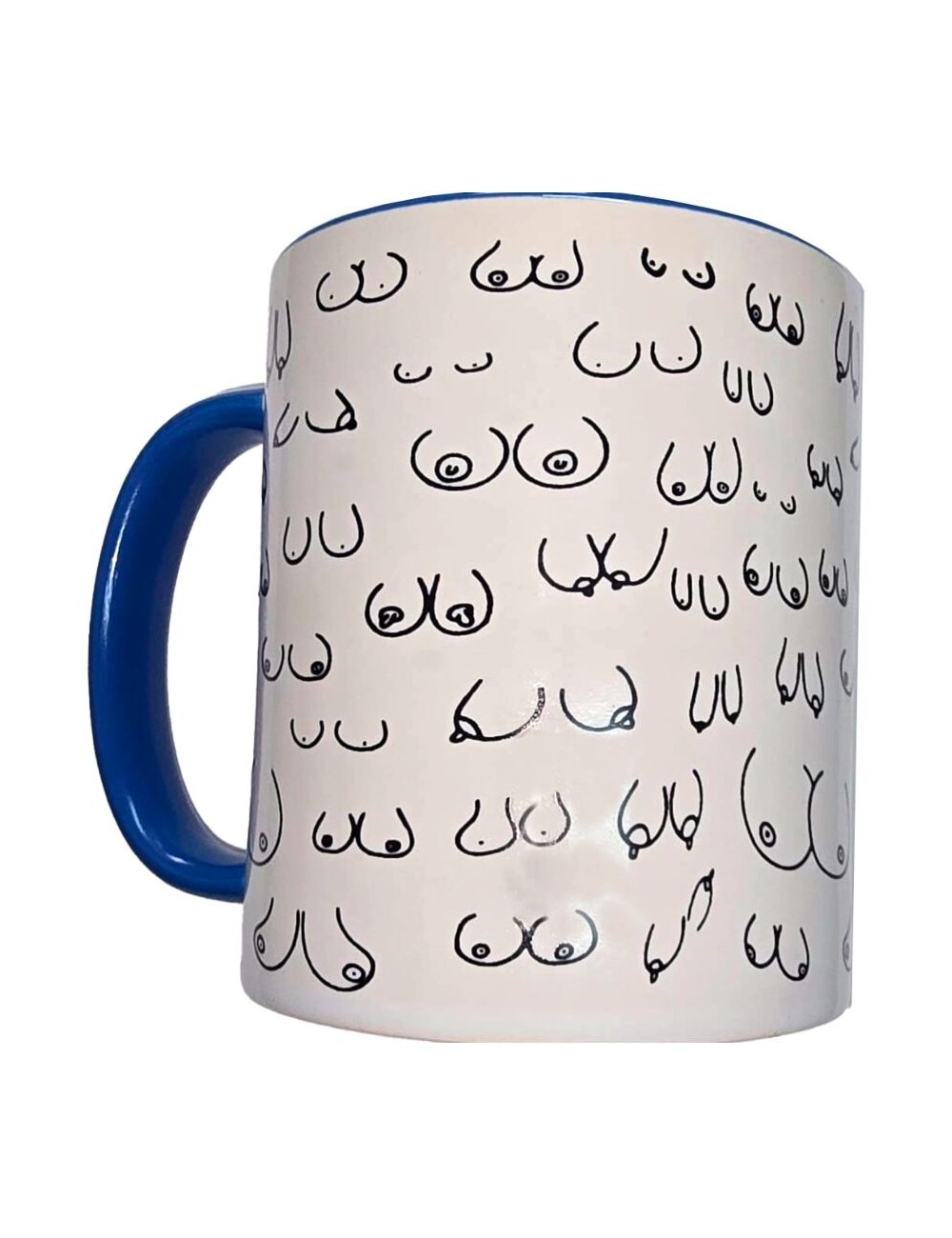 DIABLO PICANTE - WEISSE TITTEN-TASSE MIT BLAUEM HENKEL 370 ML