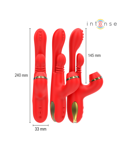INTENSE - KATY MULTIFUNKTIONS-KLITORIS-STIMULATOR 4 AUSTAUSCHBARE KÖPFE ROT