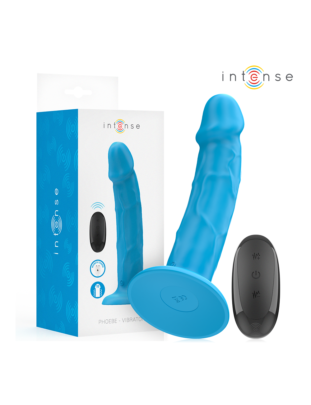 INTENSE - PHOEBE REALISTISCHER VIBRATOR 10 VIBRATIONEN BLAUE FERNBEDIENUNG
