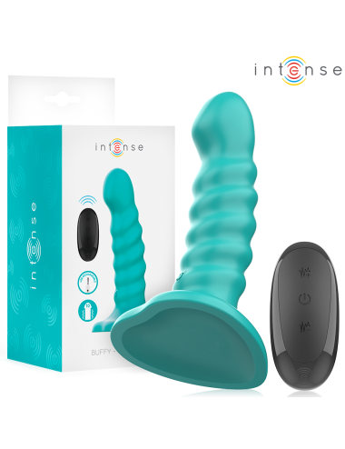 INTENSE - BUFFY VIBRATOR GRÖSSE S SPIRALE DESIGN 10 VIBRATIONEN BLAU FERNBEDIENUNG